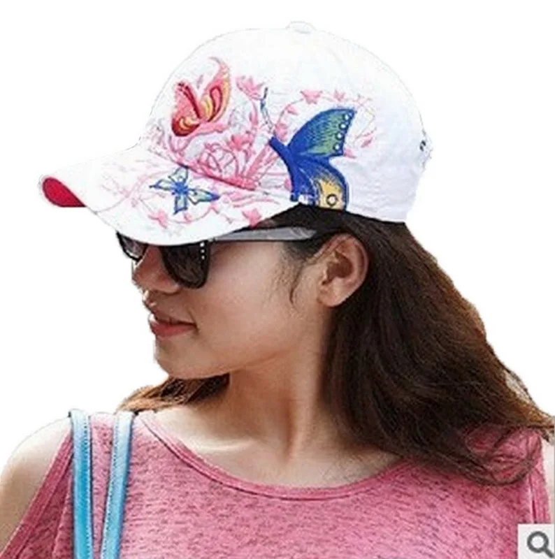 Baseball Cap Trucker Hats Women GirlsTrendy Creativity Flowers Butterfly Sequins Embroidered