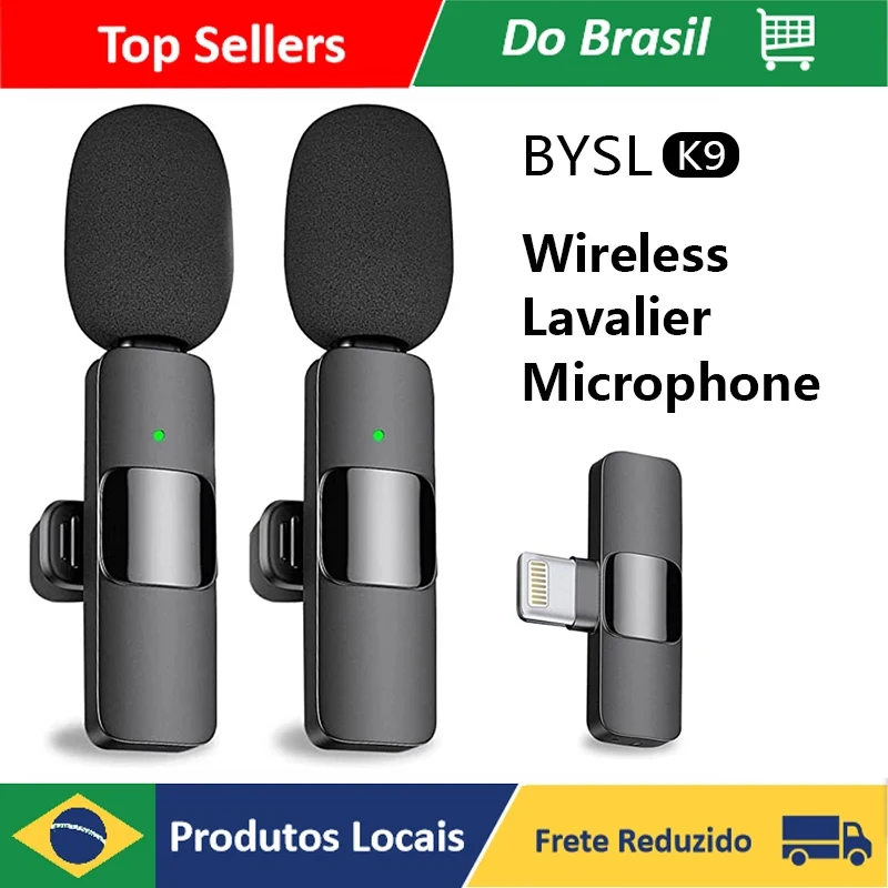 

2 Pecas Microfone de lapela sem fio para iPhone microfone duplo para gravação de vídeo sincronização automática