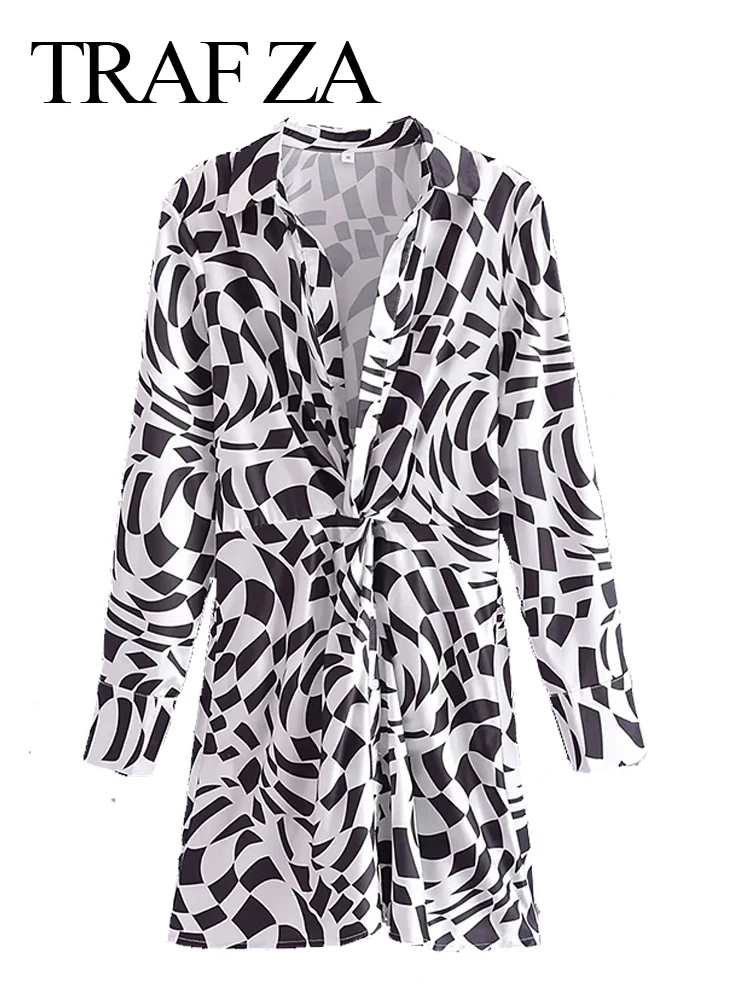 

Платье женское короткое Плиссированное с V-образным вырезом и принтом