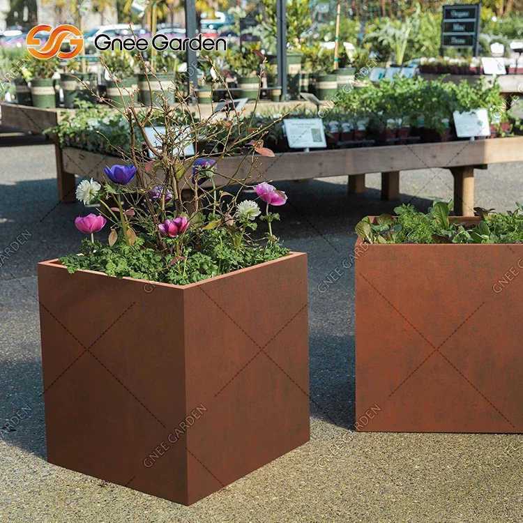 Коробка для уличного горшка Corten Steel Cube