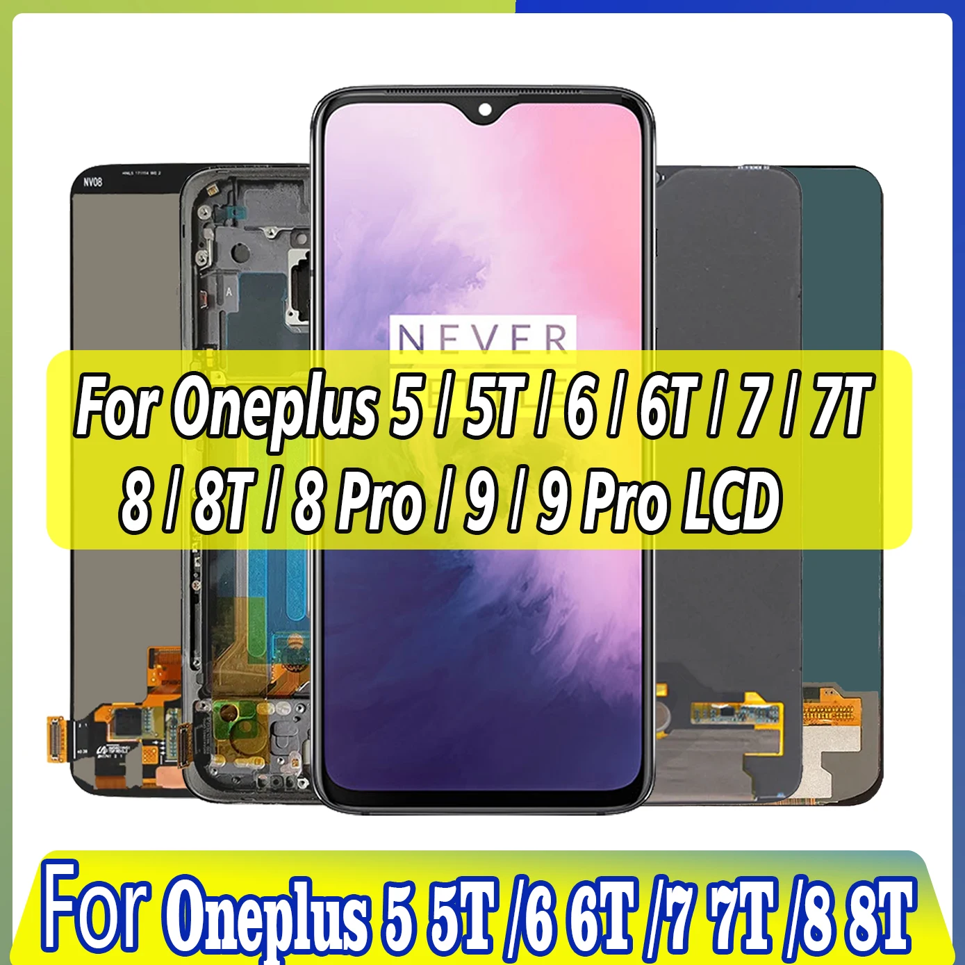 

AMOLED Original LCD Screen For Oneplus 5 5T 6 6T 7 7T 8 8T 9Pro 7Pro 8Pro Display Touch Digitizer Assembly Panel Replacement