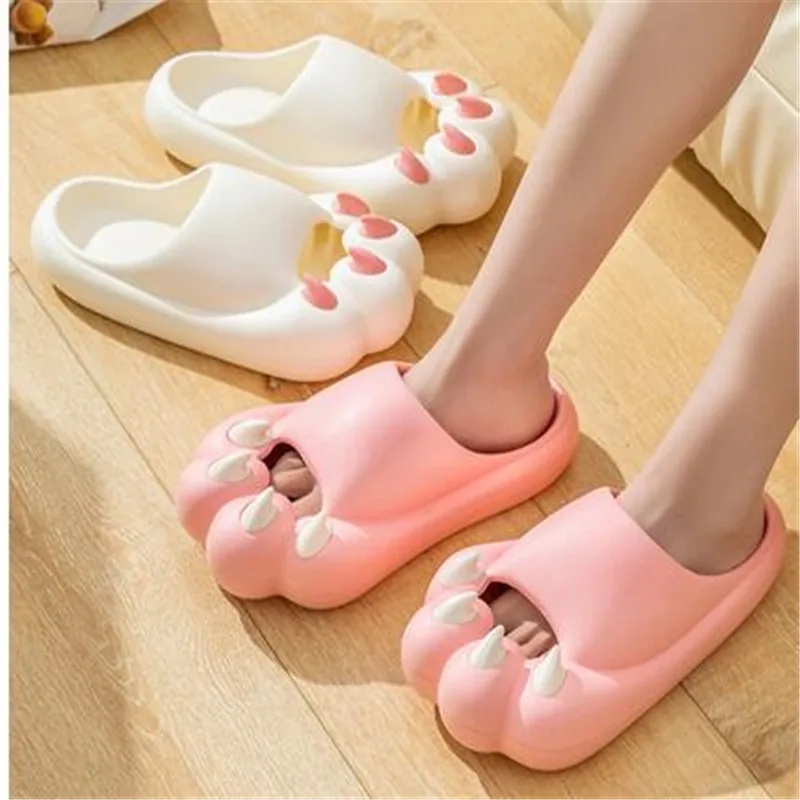 

Fun Tiger Claw Foot Protection Novelty Slippers Women Summer 2023 New Platform Anti-slip Slides Sandals Bathroom Couple Shoes