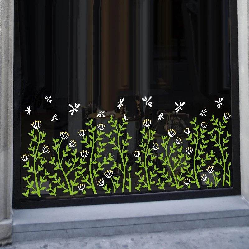 

Bedroom Decor Plant Glass Door Window Sticker Coffee Shop Decoration Wall Sticker 50*70cm Decoracion Hogar Moderno