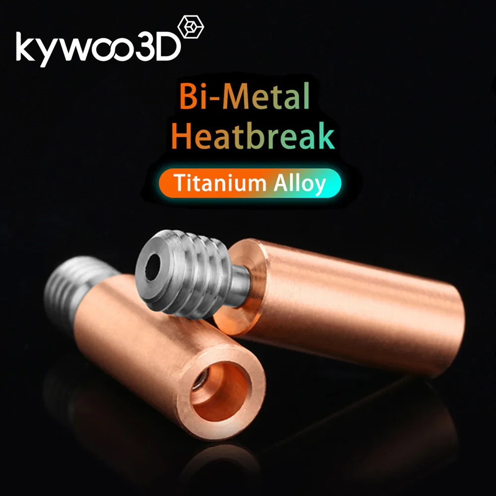 

kywoo3D Bi-Metal Heatbreak V6 Titanium Alloy Throat 3D Printer Parts For Tycoon Ender3 CR10 E3D MK3 V6 Hotend Heater Block