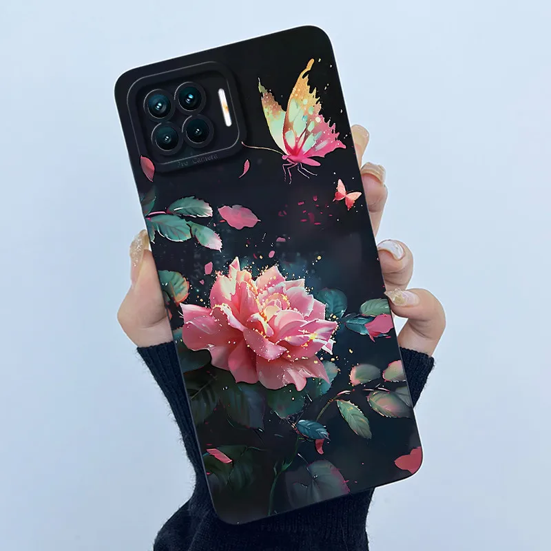 Фото Чехол для телефона OPPO F17 Pro Reno 4 Lite с простыми цветами, мягкий жидкий силиконовый чехол для OPPO A73 A93 Reno4 Lite Fundas №2