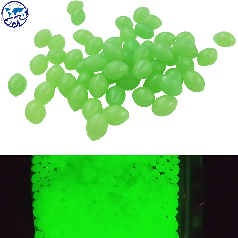

100 Pcs Fishing-Glow In The Dark Plastic Luminous Fishing Beads Shining Sink Beads for Treble Hooks Green Fishing Lure Tackle