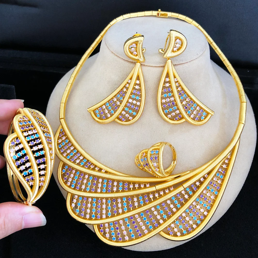 Missvikki Роскошные 4 шт. кроссоверные нигерийские комплекты ювелирных изделий