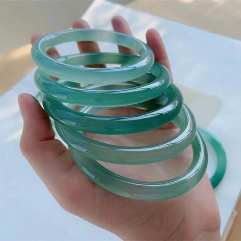 Голубой Браслет Из ледяных семян зеленый нефритовый Агат Dingdang браслет круглый