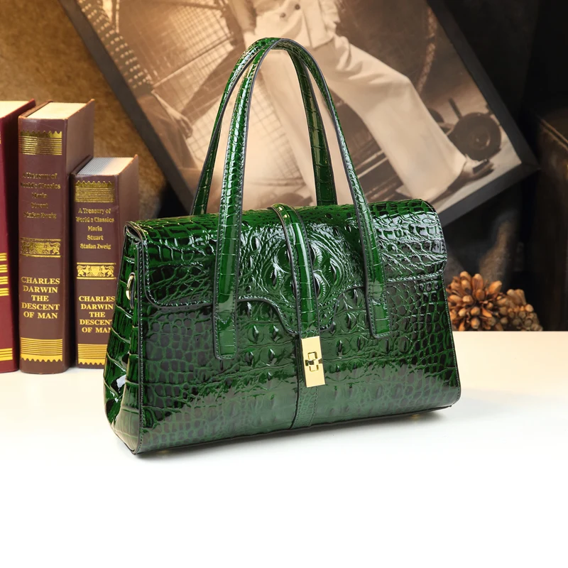 Crocodile Pattern Leather Women's Handbags Fashion Shoulder Crossbody Bag Portable Versatile 2022 New Mom Boston Pillow Bags