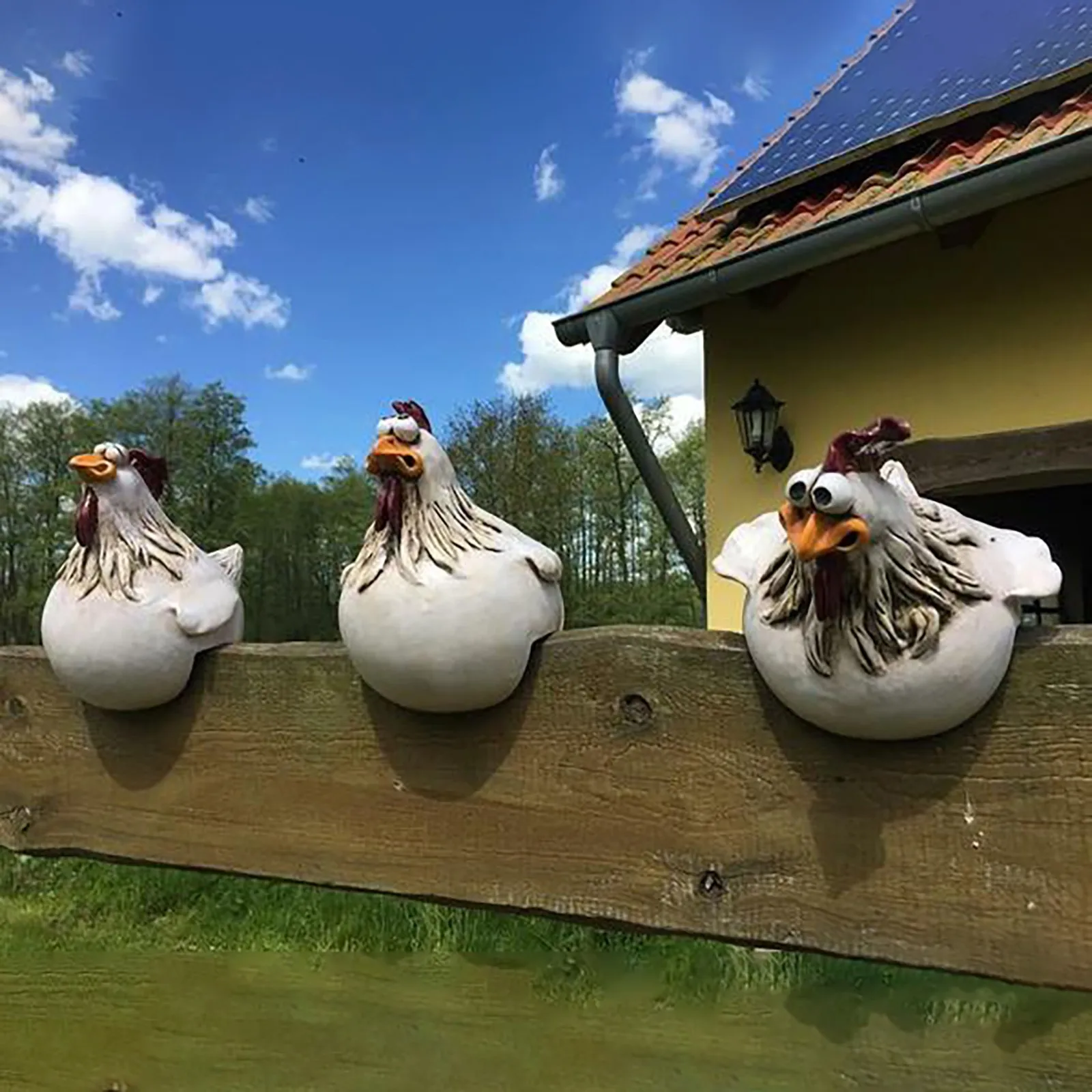 Фото Забавный декоративный забор из курицы, статуи из смолы, украшения для дома, сада, фермы, двора, курица, курица, скульптура, искусство №3