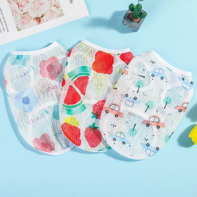 

Летняя Солнцезащитная дышащая тонкая жилетка для домашних животных, кошек и собак, дизайнерская мягкая простая одежда для домашних животны...