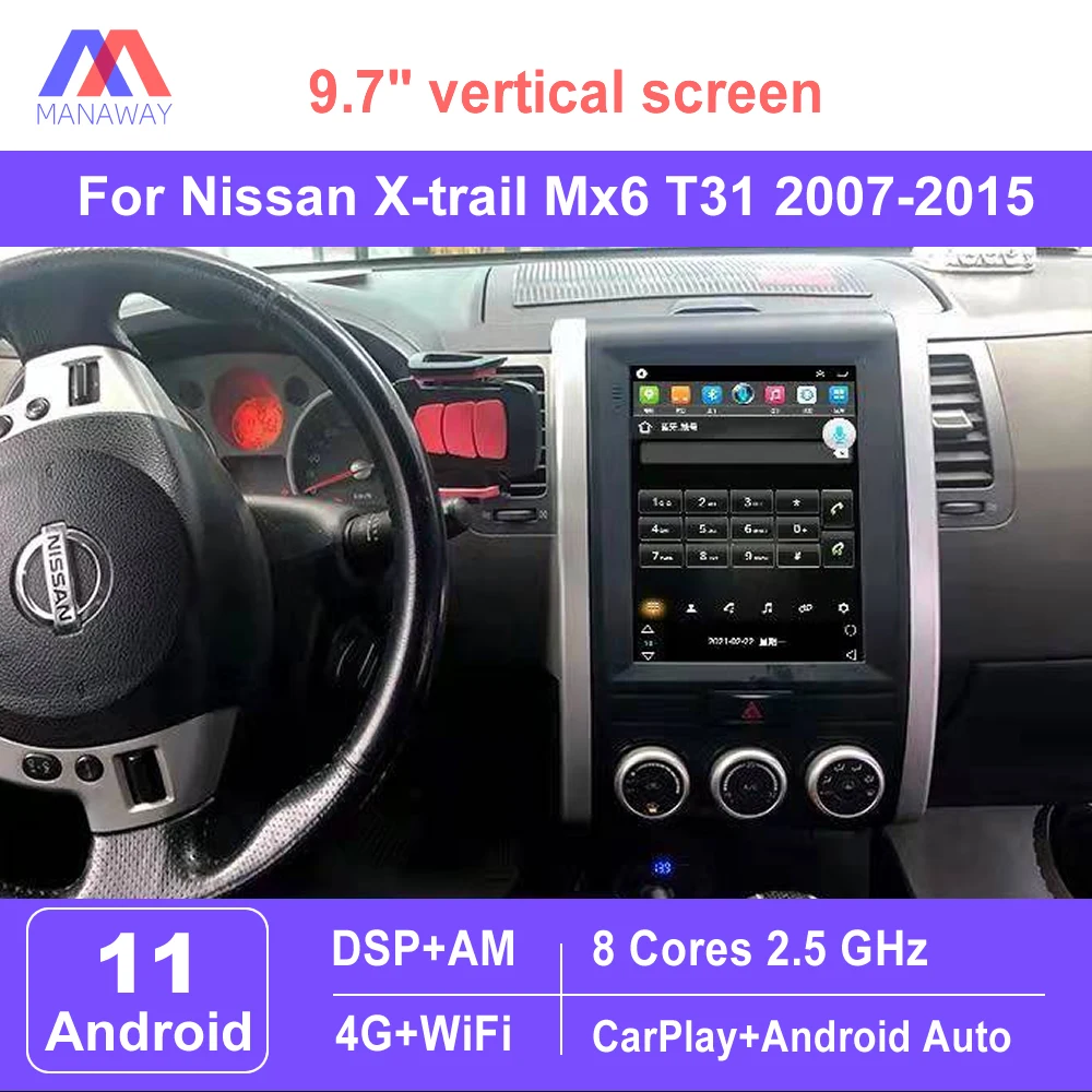 

9.7" Vertical Screen For Nissan X-trail Mx6 T31 2007-2015 Telsa Style Car Radio Stereo Multimedia Video Player Navigation GPS