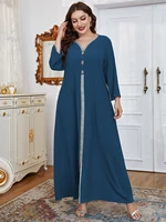 toleen plus size dresses oversized 2022 spring casual blue large long sleeve women party evening abaya muslim festival clothing
