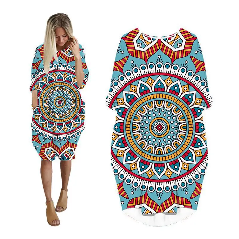 

Платье женское средней длины с рукавом «летучая мышь» и карманами