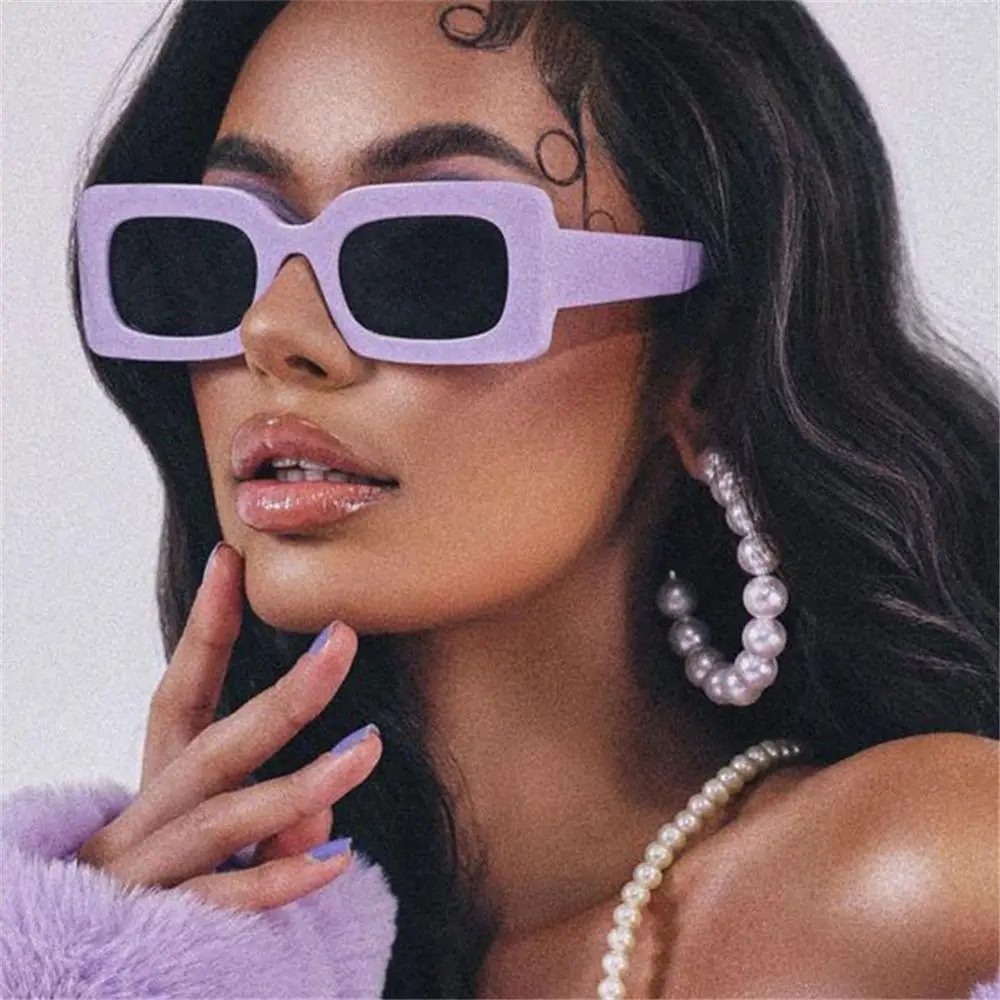 

Женские солнцезащитные очки 2023 Модные Винтажные прямоугольные очки фиолетовые розовые квадратные очки женские солнцезащитные очки UV400