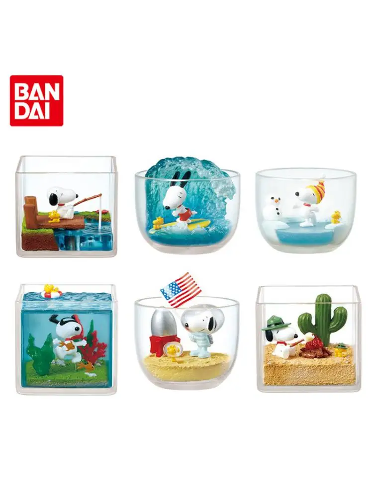

PEANUTS CANDY TOY SNOOPYS Happy Trip Terrarium Scene Ornaments Woodstock Cute Anime Action Figures Model Toys Gifts