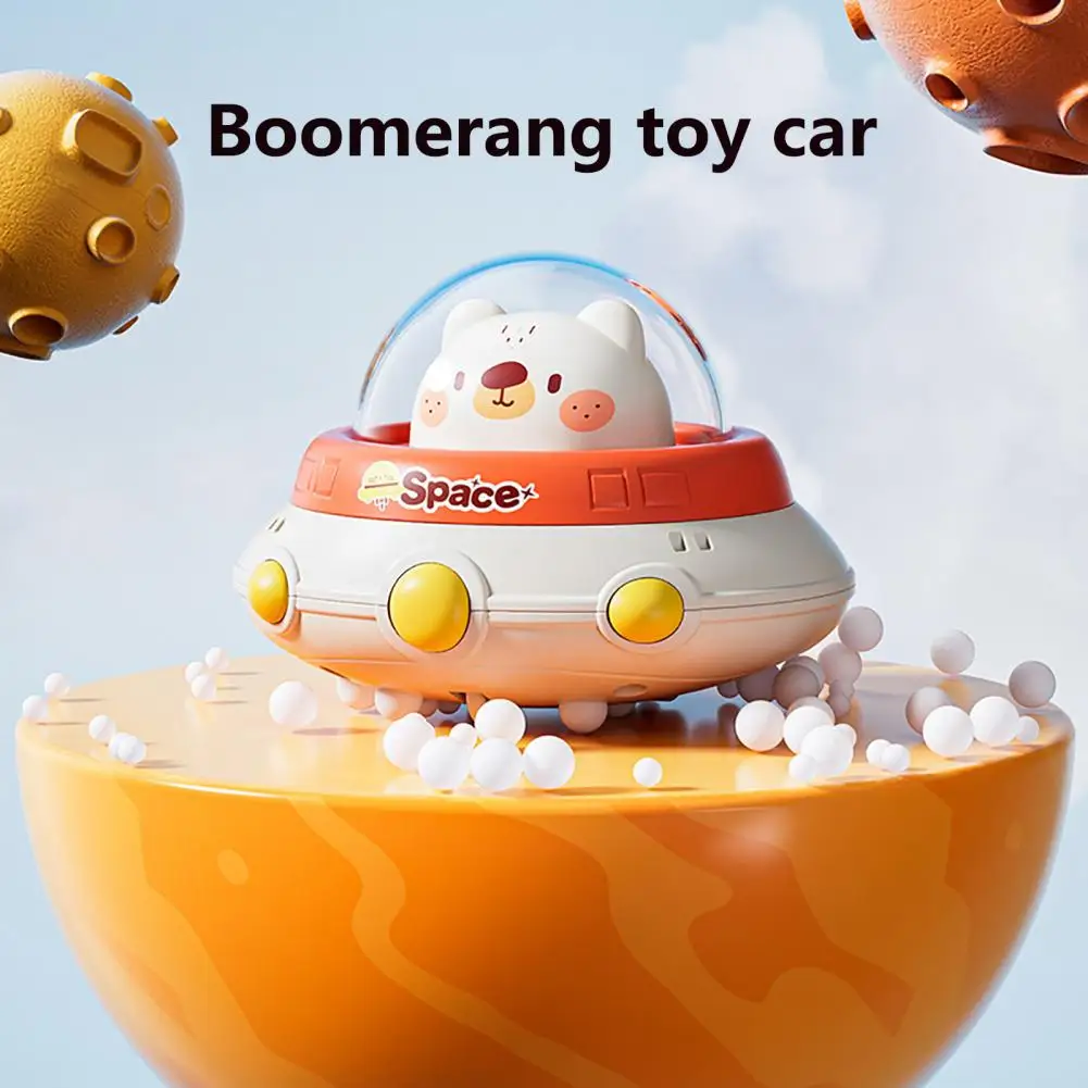 

Inertia Rebound Sliding Toy Colorful Mini Ufo Shape Cartoon Bear Wind-up Car Toy for Baby Children Smooth Edge Anti-crack