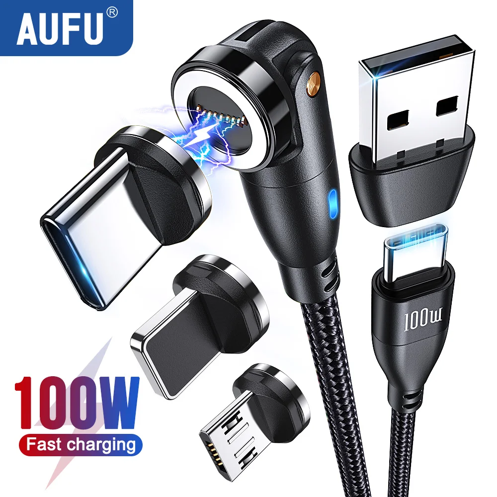AUFU Магнитный кабель USB Type C к USB C 100 Вт/5A PD для быстрой зарядки, зарядное устройство, провод, шнур для Macbook Xiaomi Samsung, кабель Micro USBC