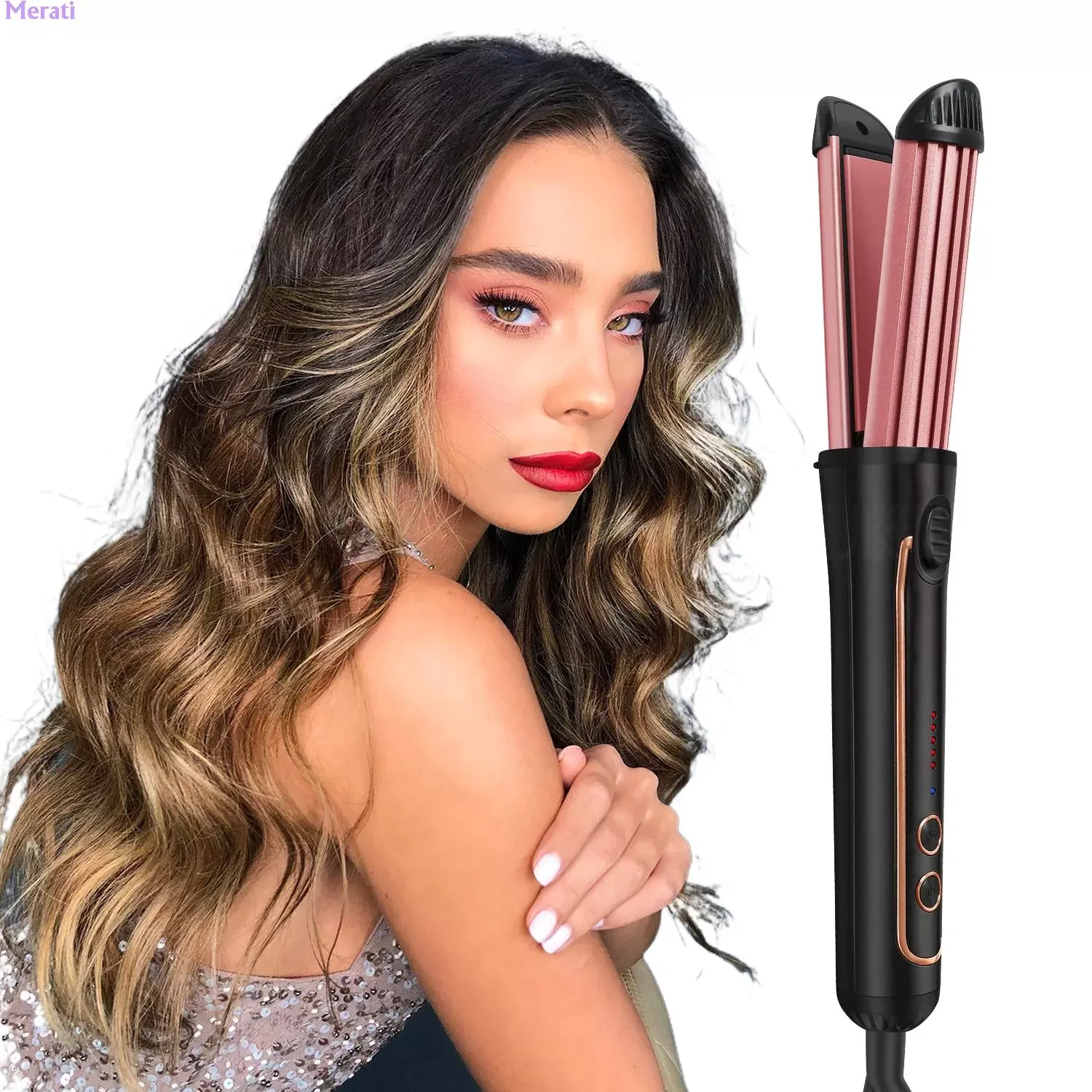 

NEW2023 2 In 1 Flat Iron Hair Curler&Straightener Spiral Curling Iron Rotating Hair Curler Roller Waver Wand Hair Crimper Ha