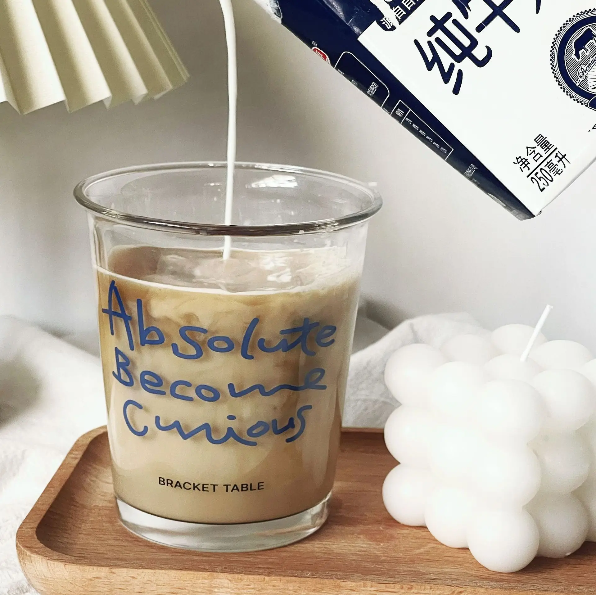 Creative Blue Letters Tea Juice Milk Glass Cup Coffee Mug Wine Glass Drink Cup High Borosilicate Glass Drinkware Durable