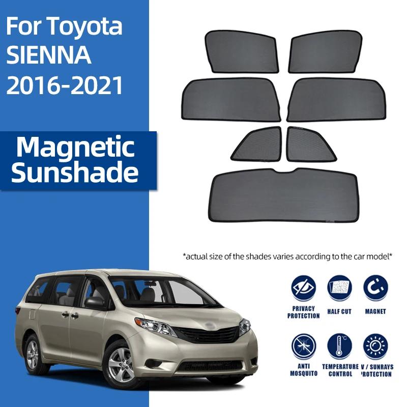 

For Toyota SIENNA 2016-2021 Front Windshield Car Sunshade Rear Side Window Blind Sun Shade Magnetic Visor Mesh Curtains
