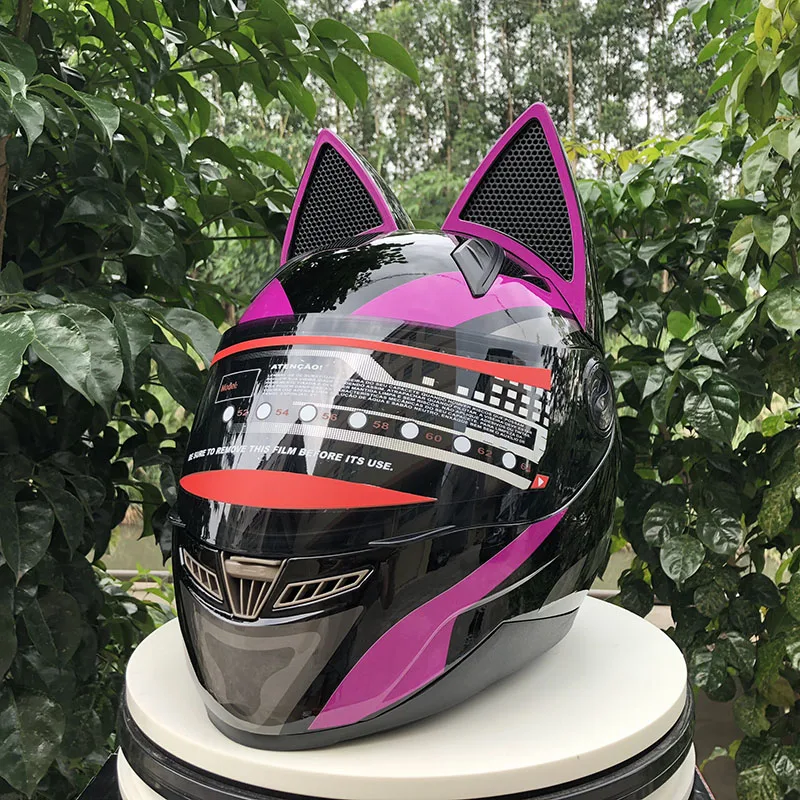

Purple Color Personality Motorcycle Helmet Adult Off-Road Cat Ears Helmet Capacete Motocross Casco ECE Approved hyy