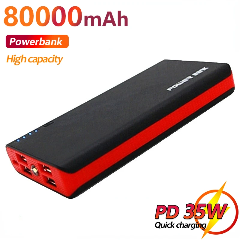 

80000mAh Portable Fast Charging Powerbank USB Output LED Light Power Indicator Show External Battery Charger For IPhone Xiaomi