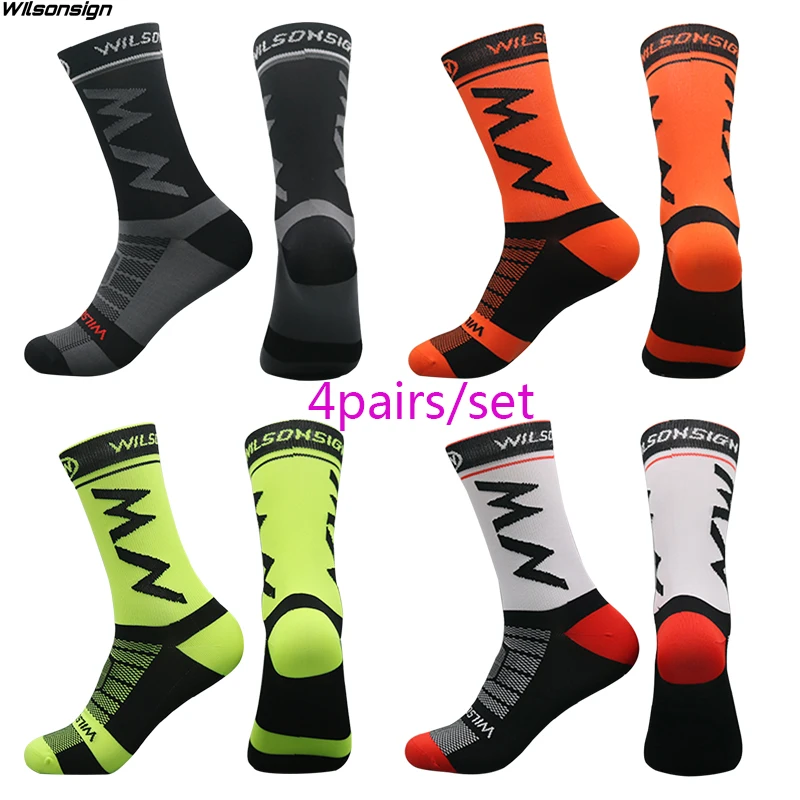 WILSONSIGN ew Stripe Dot Cycling Socks Top Quality Professional Brand Sport Breathable Bicycle Sock Outdoor Racing Running Socks