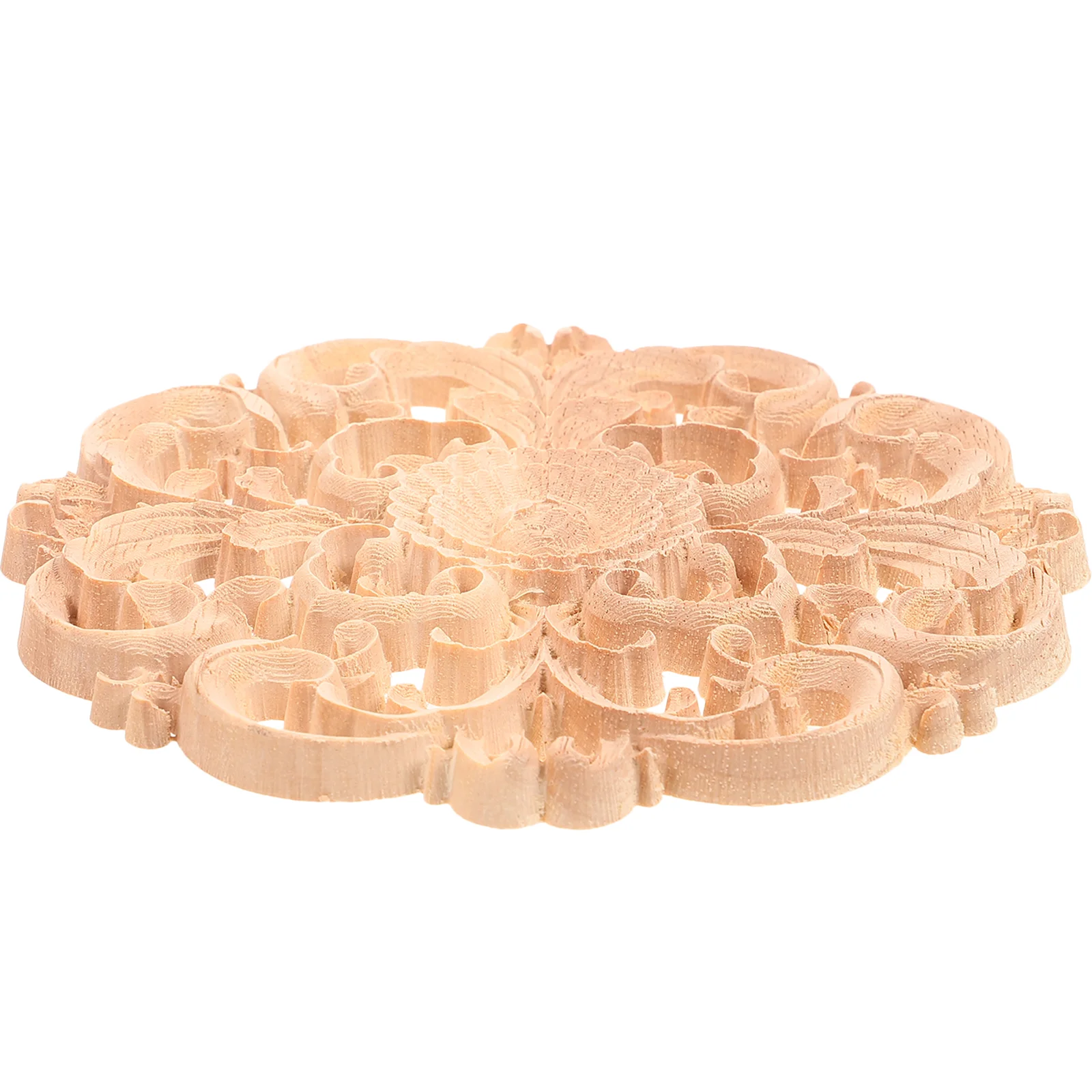

1PC Decorative Wood Decal Hollow Carved Round Delicate Applique for Door Bed Desk (Size 1)