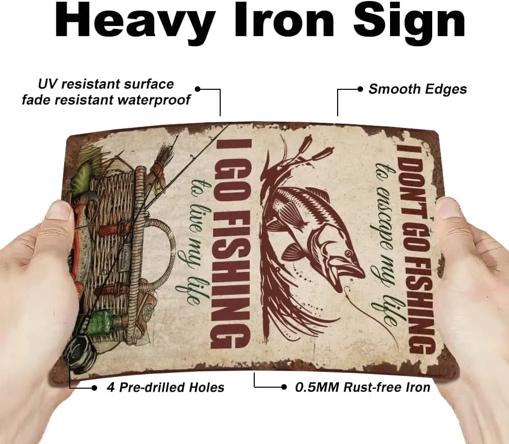 SUPNT Vntge Metl Tn Sgn Go Fshng Funny Sgns Mn Cve Спальня Lke House Cbn Wll rt Декор Ретро Плакат для F