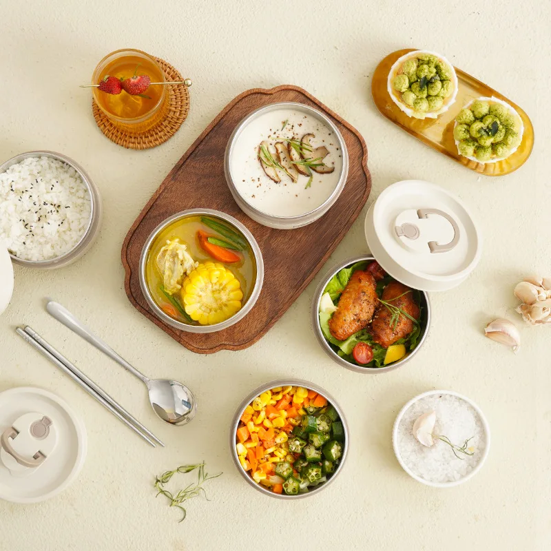 

Ланч-бокс Bento из нержавеющей стали, герметичный термоконтейнер с изоляцией, с сумкой для обеда, комплект посуды для взрослых и детей