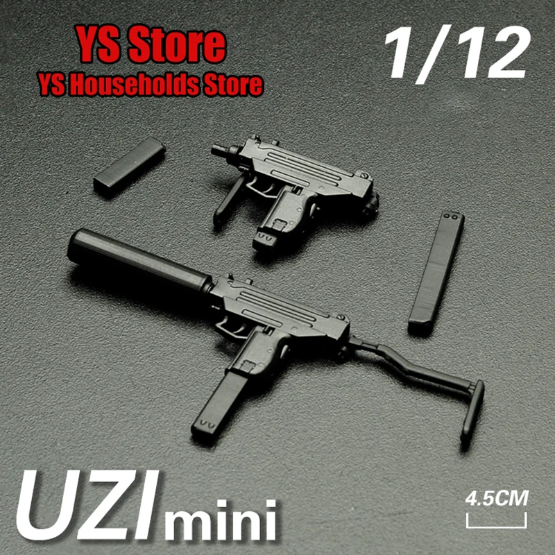 

1PC 1/12 UZI MINi Soldier Weapon Static Model Toys Special Forces Man Soldier Miltary Tools Fit 6" Action Figure Scene Accessory