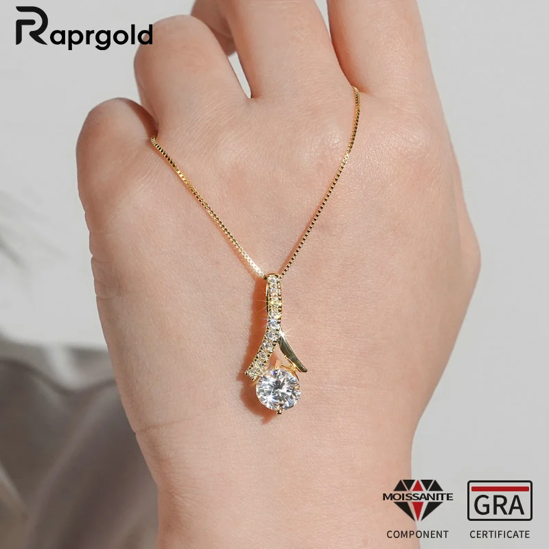RAPRGOLD GRA 6 5/8/9 мм муассанит бесконечность кулон ожерелья для женщин стерлингового
