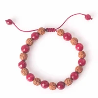 2pcs 8mm natural rudraksha ruby gemstone beads bracelet inspiration glowing handmade relief all saints day pray classic taseel