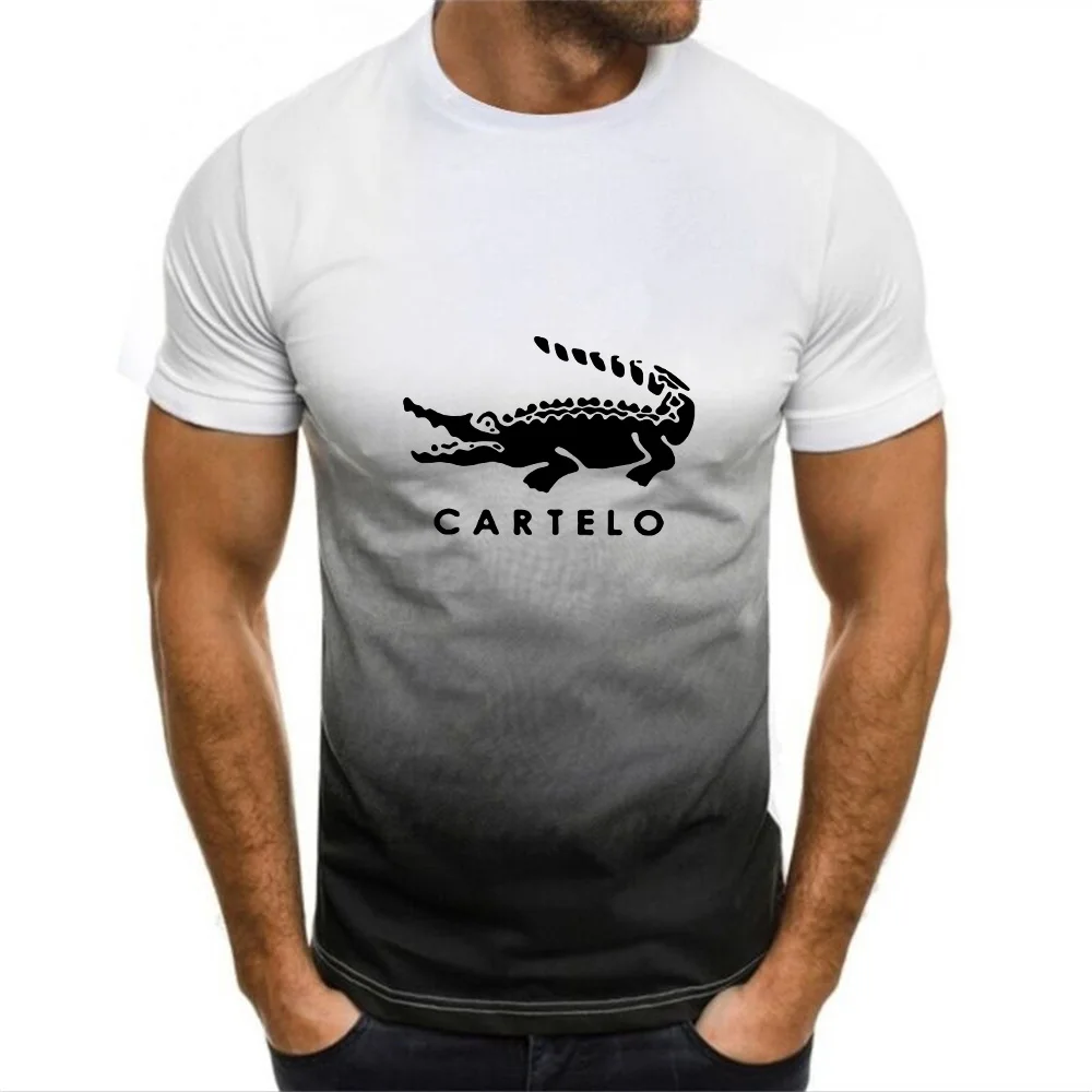 

Мужская повседневная Уличная спортивная одежда в клетку, в полоску, с коротким рукавом и 3D-принтом, большой топ с круглым вырезом, лето 2023