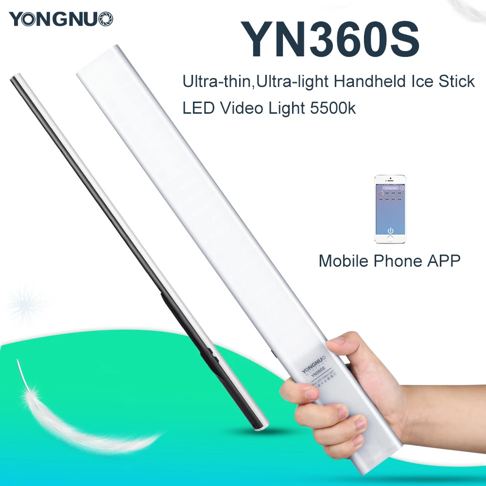 

Yongnuo YN360S Ultra-thin,Ultra-light Handheld Ice Stick LED Video Light 5500k Controlled By Phone App Camera Fill Light Stick