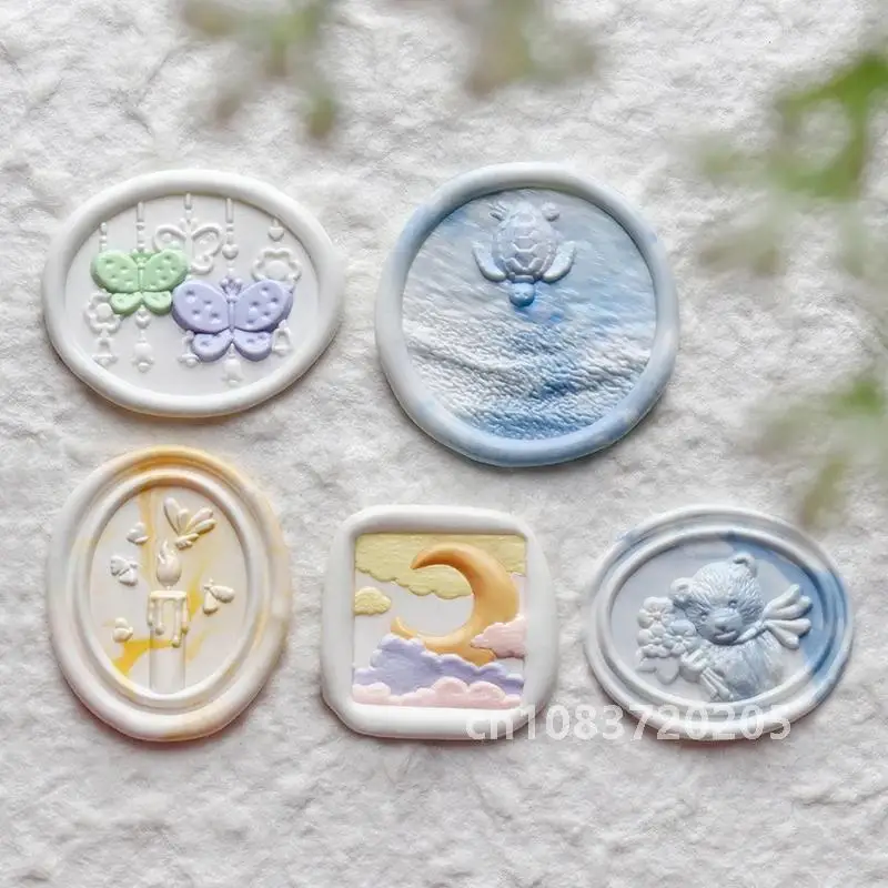 3D рельефная новая сургучная печать штампы бабочка/медведь/луна/свеча/черепашка