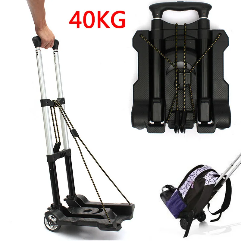 

40kg Heavy Duty Foldable Hand Sack Wheel Trolley Folding Truck Barrow Cart Travel Luggage Shopping Cart Portable Home Use Car