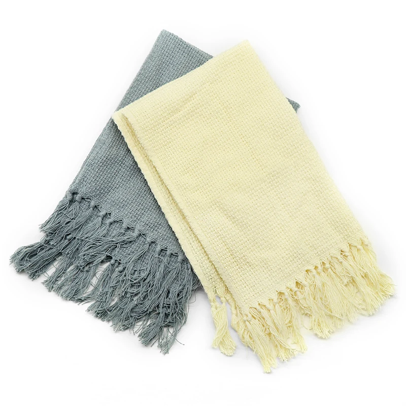 Салфетка из хлопка и льна с кисточками в стиле ретро | Дом сад