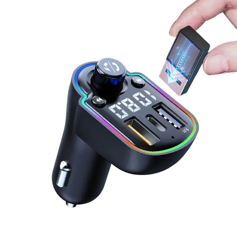 

Car Bluetooth-Compatible MP3 Player Hands-Free Calls FM Transmitter Car Cigarette Lighter USB Hub Type C Phone Charging Port