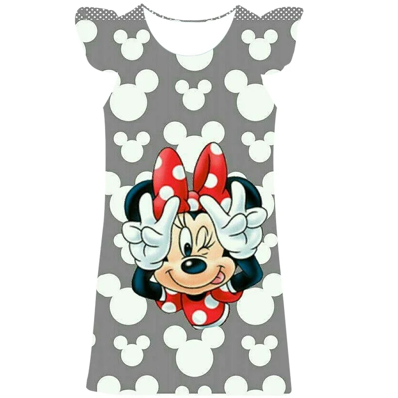 

Новинка 2022, летние платья Минни Маус, мультяшное платье для маленьких девочек, детская одежда, детские платья из серии Дисней, повседневные ...