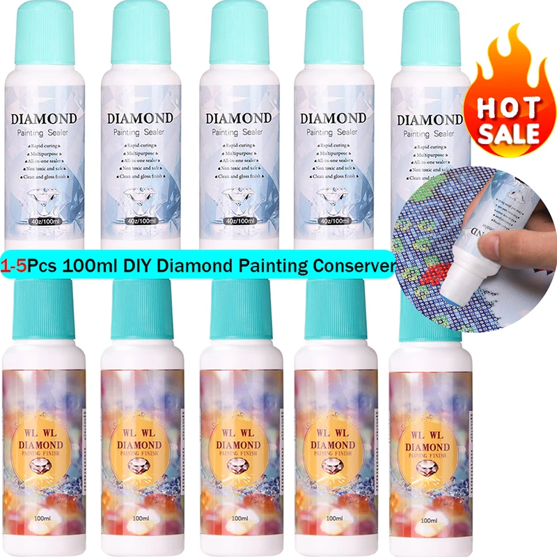 

5 Pcs 100ml DIY Diamond Painting Conserver Permanent Hold Shine Effect Sealer for Diamond Painting Brightener Glue Keep Shiny