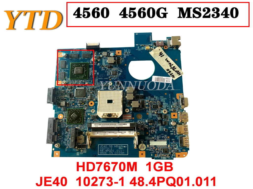

Original For Acer Aspire 4560 4560G MS2340 Laptop Motherboard HD7670M 1GB JE40 10273-1 48.4PQ01.011 Tested Good Free Shippin