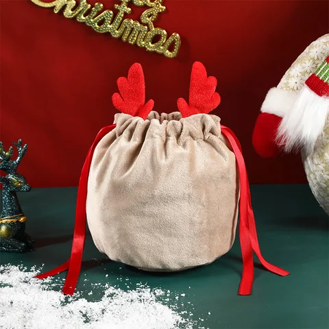 Рождественский мешочек для конфет, сумки с оленями, бархатные мешочки с рисунком кролика, Подарочные Упаковочные мешочки, Прямая поставка, украшения, Рождество 2022