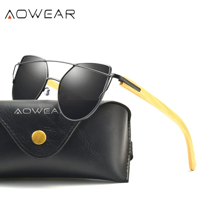 

AOWEAR Women's Classic Cat Eye Style Sunglasses Women Polarized Cateye Hipster Eyewear Ladies Vintage Shades Sun Glasses Oculos