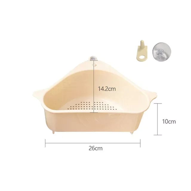 

2022New Triangular Sink Strainer Drain Fruit Vegetable Drainer Sponge Rack Storage Tool Basket Suction Cup Sink Filter Shelf