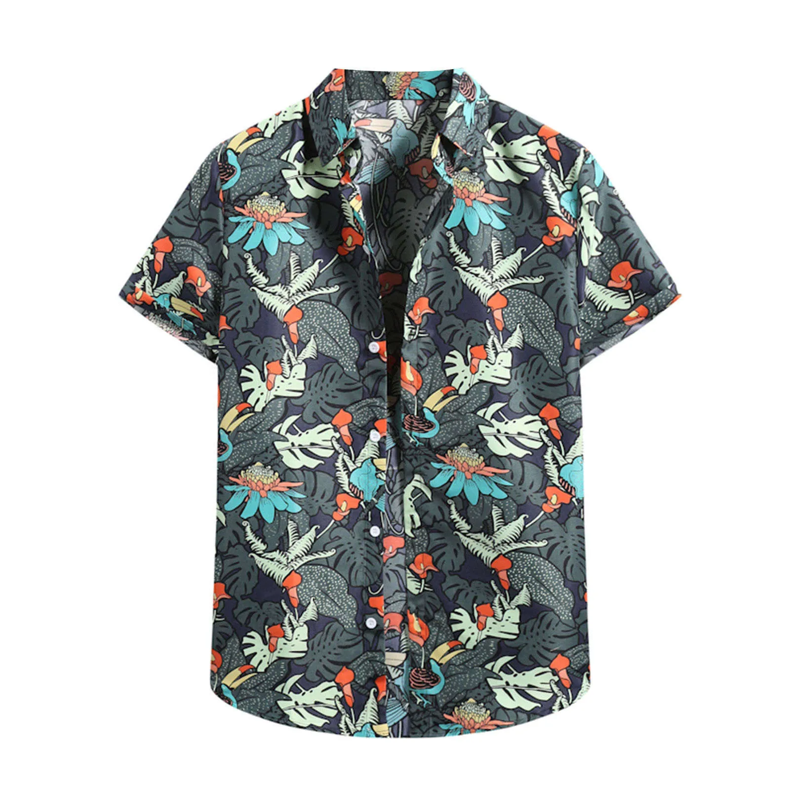 

Shirt Cardigan Men's Short Turtleneck Sleeve Flower Hawaiian Shirt Beach Men's Men Shirts Blouse Button down Shirt