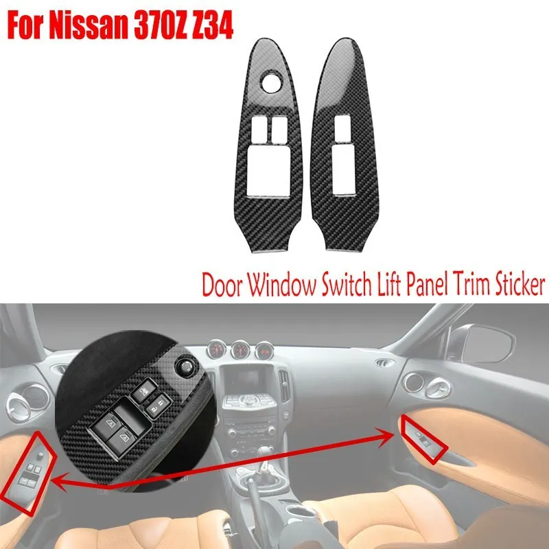 

Автомобильные аксессуары из натурального углеродного волокна для Nissan 370Z Z34 2009-2020, интерьерные детали, переключатель двери и окна, панель подъема, декоративная наклейка