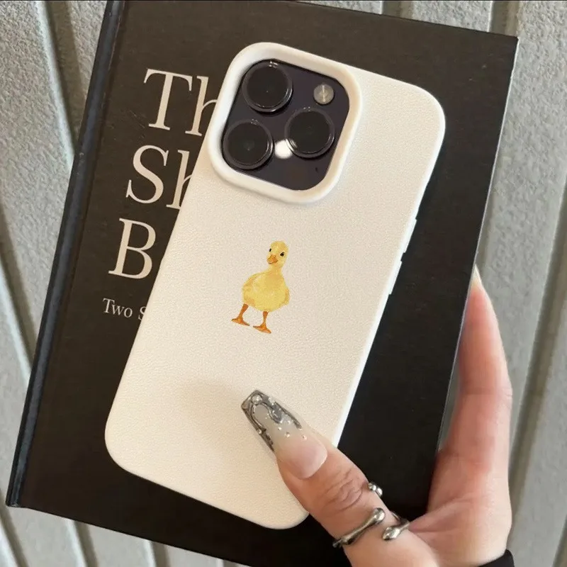 Фото Милый простой чехол для телефона с маленькой желтой уточкой для iPhone 17 Air 16 16e 15 14 13 12 11 Pro Max, защитный чехол от отпечатков пальцев №1