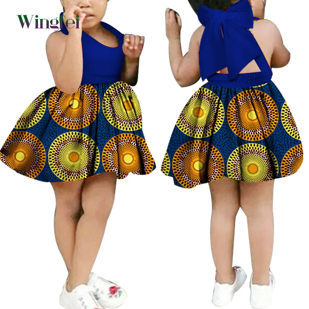 Африканская детская одежда платья с принтом Анкары Дашики для девочек хлопковая одежда Детские платья детская одежда WYT71